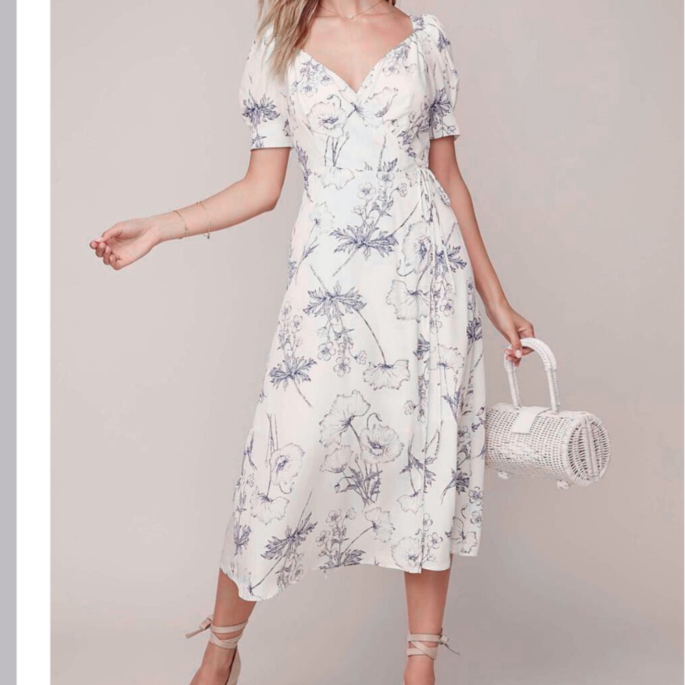 ASTR Elysian floral wrap midi  dress